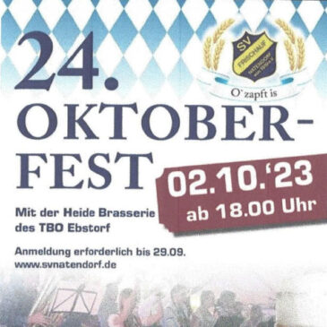 Einladung zum Oktoberfest des SV Natendorf