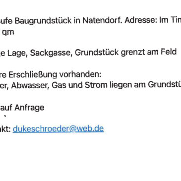 Baugrundstück in Natendorf zu verkaufen